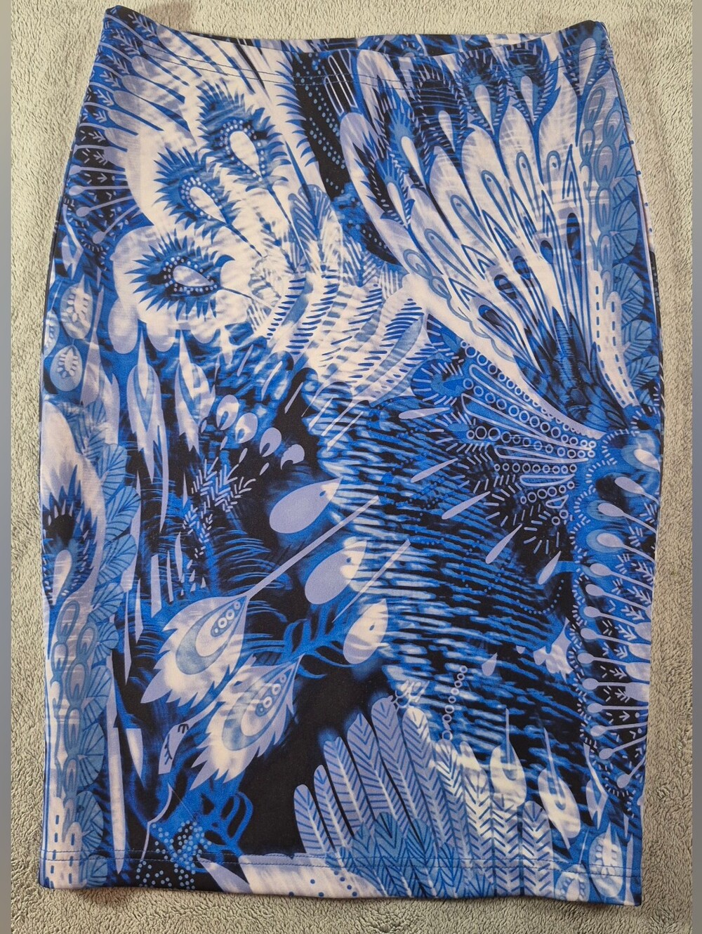 Milano Y2K Blue and White Abstract Pencil Cover-Up Skirt